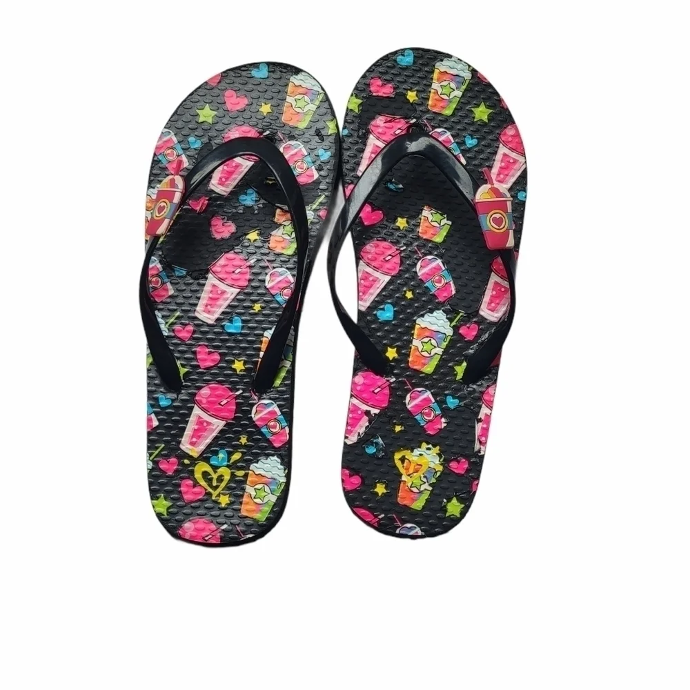 3/$15 Justice Girl's Slurpee Emojie Charmed Flip Flops▪︎ - Picture 10 of 10